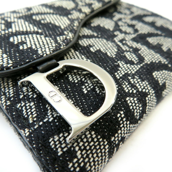 Christian Dior Double Hook Wallet Saddle Trotter Black Compact - Picture 6 of 8